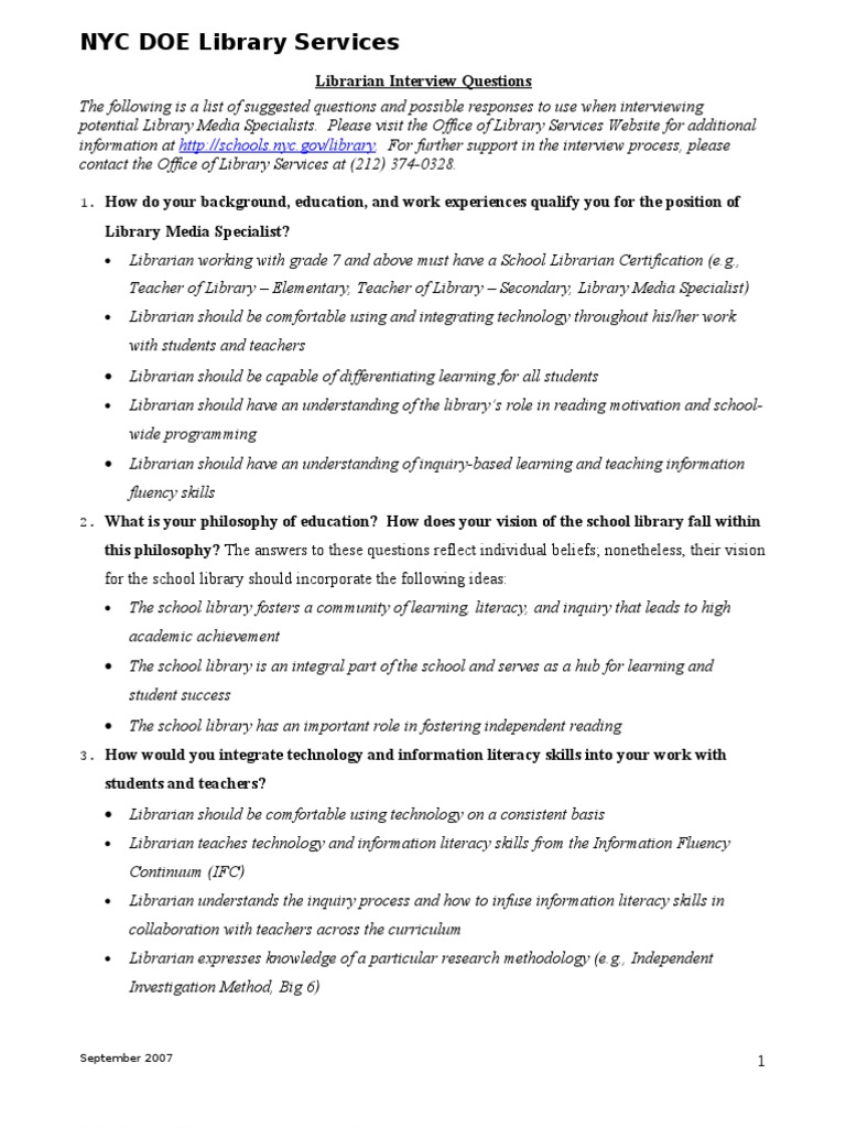 Librarian Interview Questions Final | PDF | Art