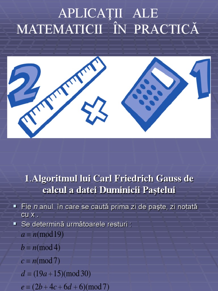 Aplicaţii Ale Matematicii În Practică | PDF