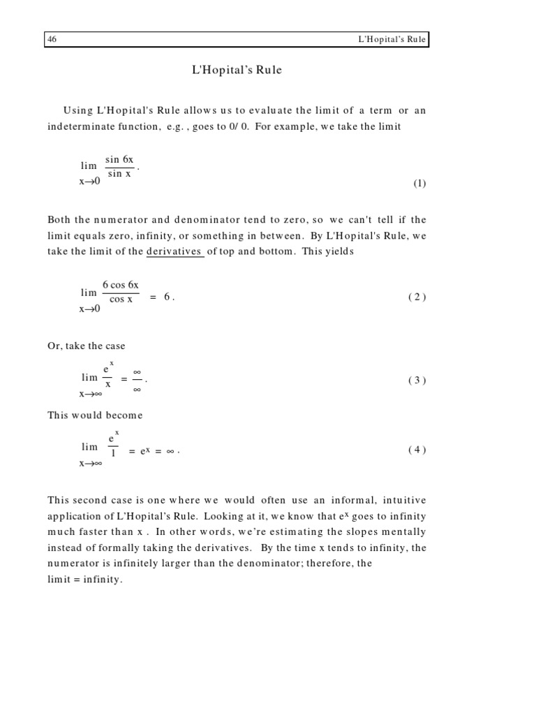 Understanding L'Hôpital's Rule | PDF