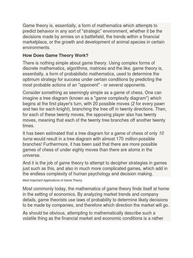 How Does Game Theory Work 10 Turns Million Pdf Game Theory