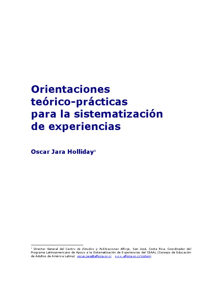 Orientaciones Teoricopracticas Para Sistematizar