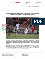 28-02-13 Boletin 1423 Coras del Deportivo Tepic visitarán a Estudiantes Tecos en la fecha 7 del Clausura 2013 de la Liga Premier de Ascenso