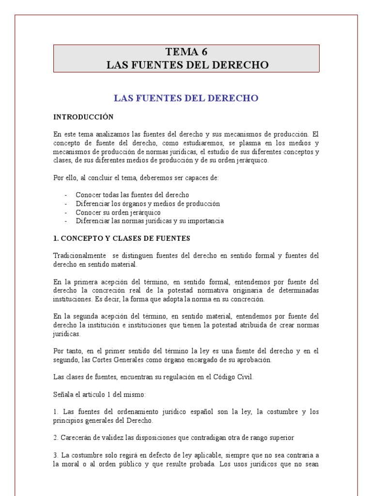 Fuentes Del Derecho En España: Guía Para El Estudiante – SCCV