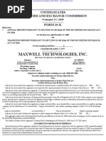 MAXWELL TECHNOLOGIES INC 10-K (Annual Reports) 2009-02-20