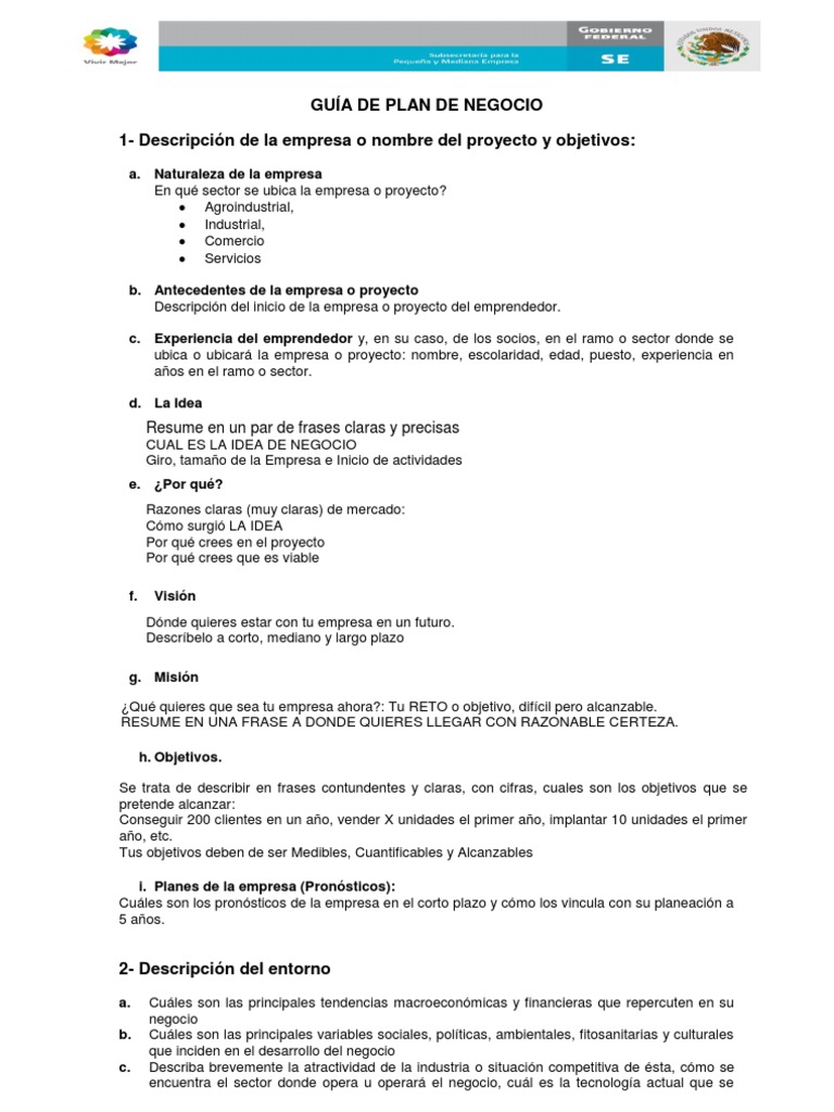 Guía Completa para un Plan de Negocio | PDF | Presupuesto | Recursos ...
