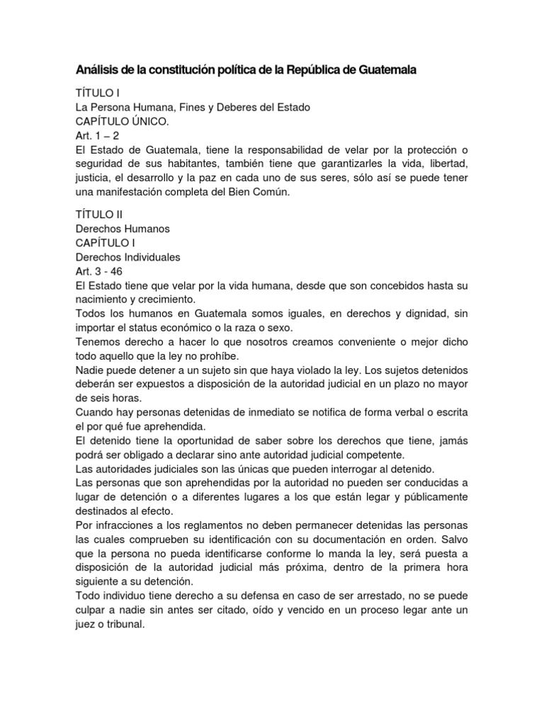 Análisis de La Constitución Política de La República de Guatemala | PDF ...