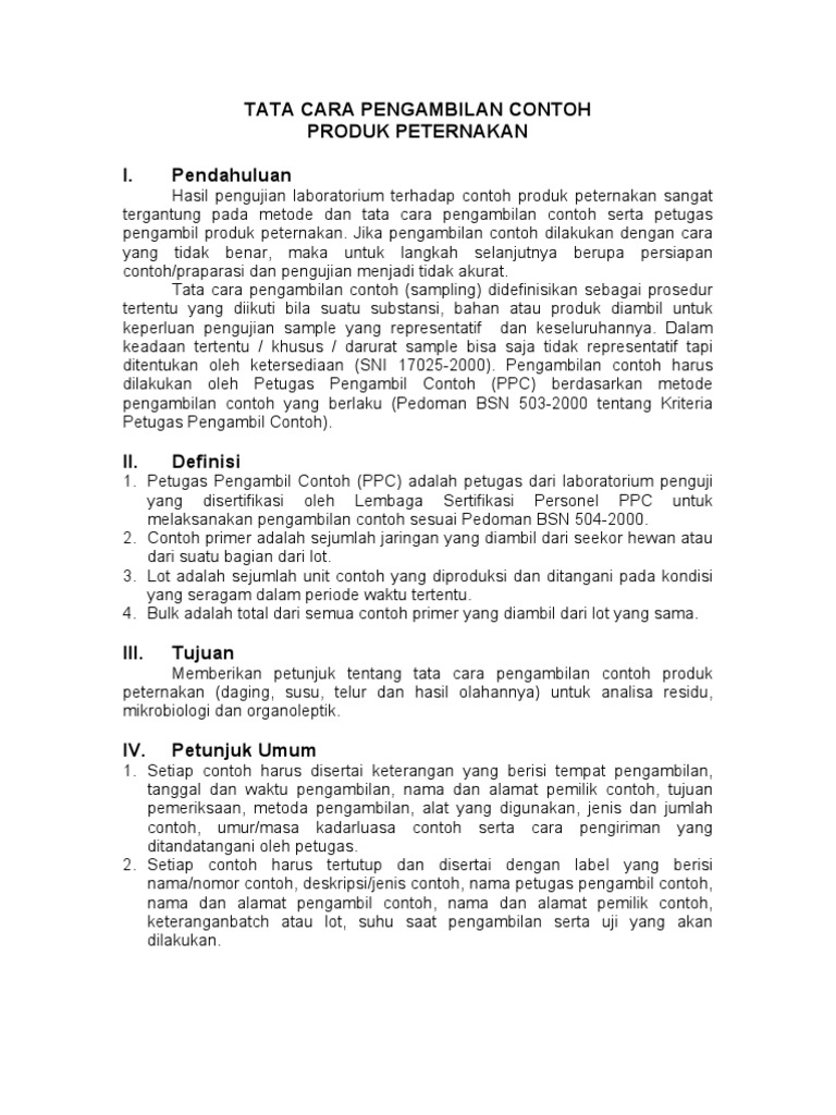 Pengambilan Sampel Produk Peternakan PDF