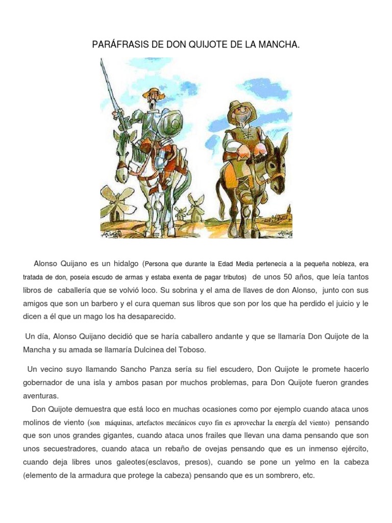 Don Quijote De La Mancha Summary
