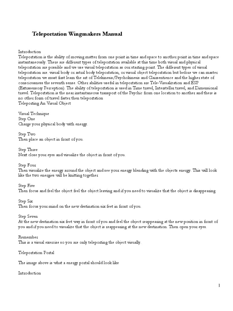 Teleportation Wingmakers Manual | PDF | Career & Growth | Science ...