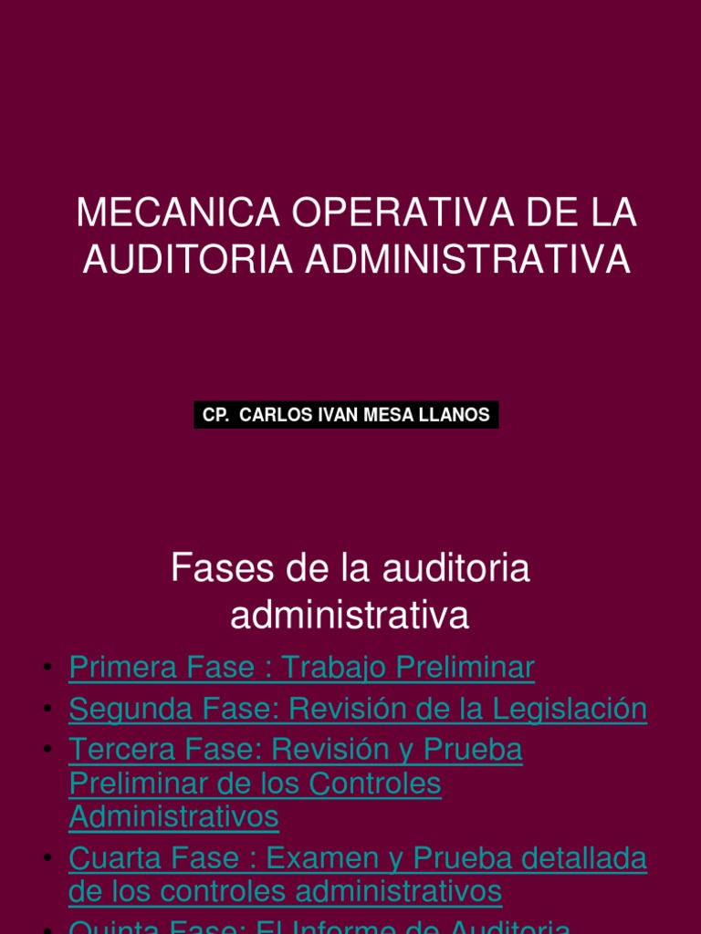 Fases de la Auditoría Administrativa | PDF | Archivo de computadora ...