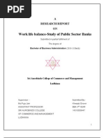 Work Life Balance-Study of Public Sector Banks: A Research Report ON