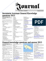 Secretariat Assistant GK Questions 2013