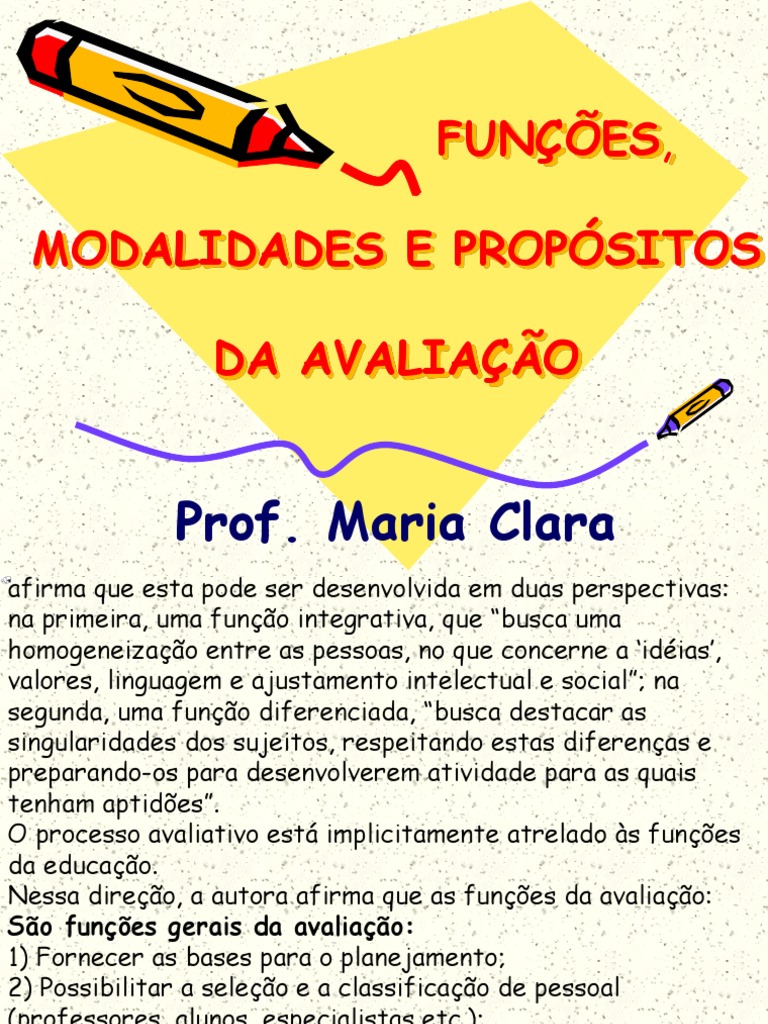 Funções e Modalidades da Avaliação | PDF | Aprendizado | Conceitos ...