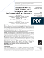 The Relationships Between Organizational Culture, Total Quality Management Practices and Operational Performance