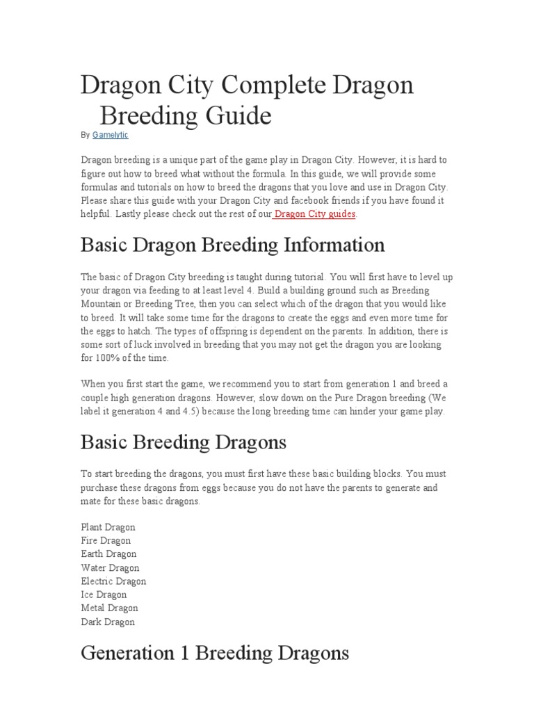 Dragon City Complete Dragon Breeding Guide Metals Nature