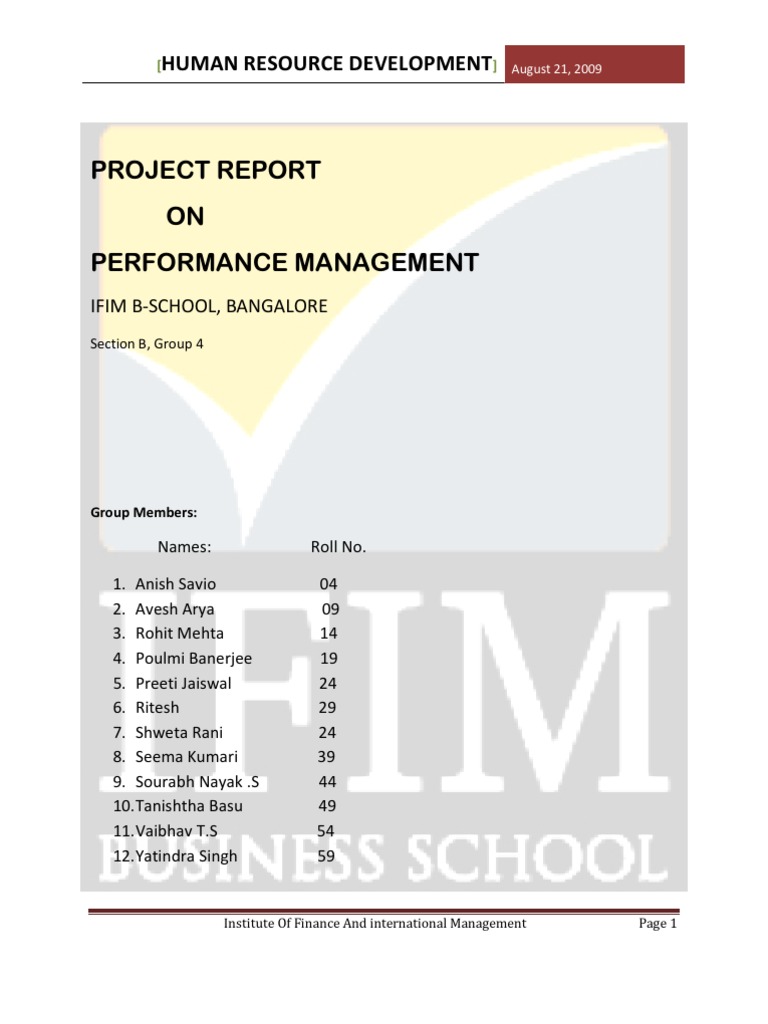 HR Project On Performance Management | PDF | Performance Appraisal ...