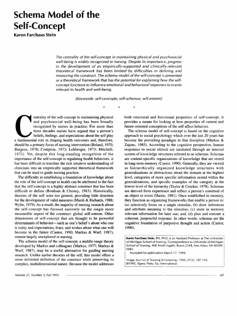 Schema Model of Self-Concept in Nursing | PDF | Self Concept | Self