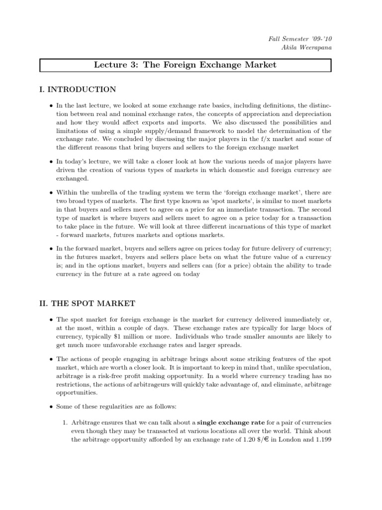 Lecture 3: The Foreign Exchange Market | PDF | Futures Contract ...