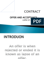 Offer and Acceptance:: Lapse of An Offer