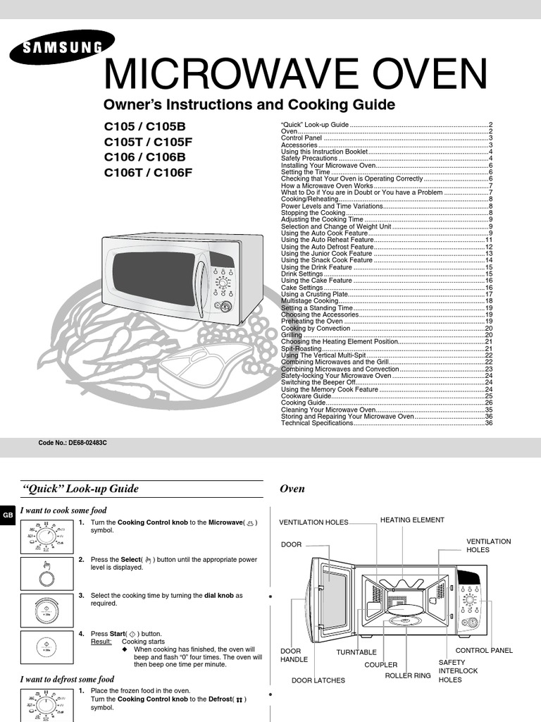Samsung Microwave Oven User Manual | PDF | Grilling | Oven