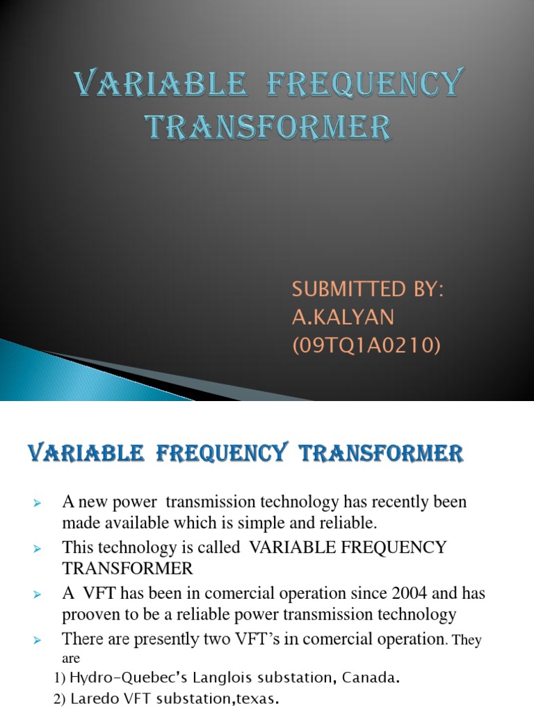 Variable Frequency Transformer Overview | PDF | Electric Motor ...