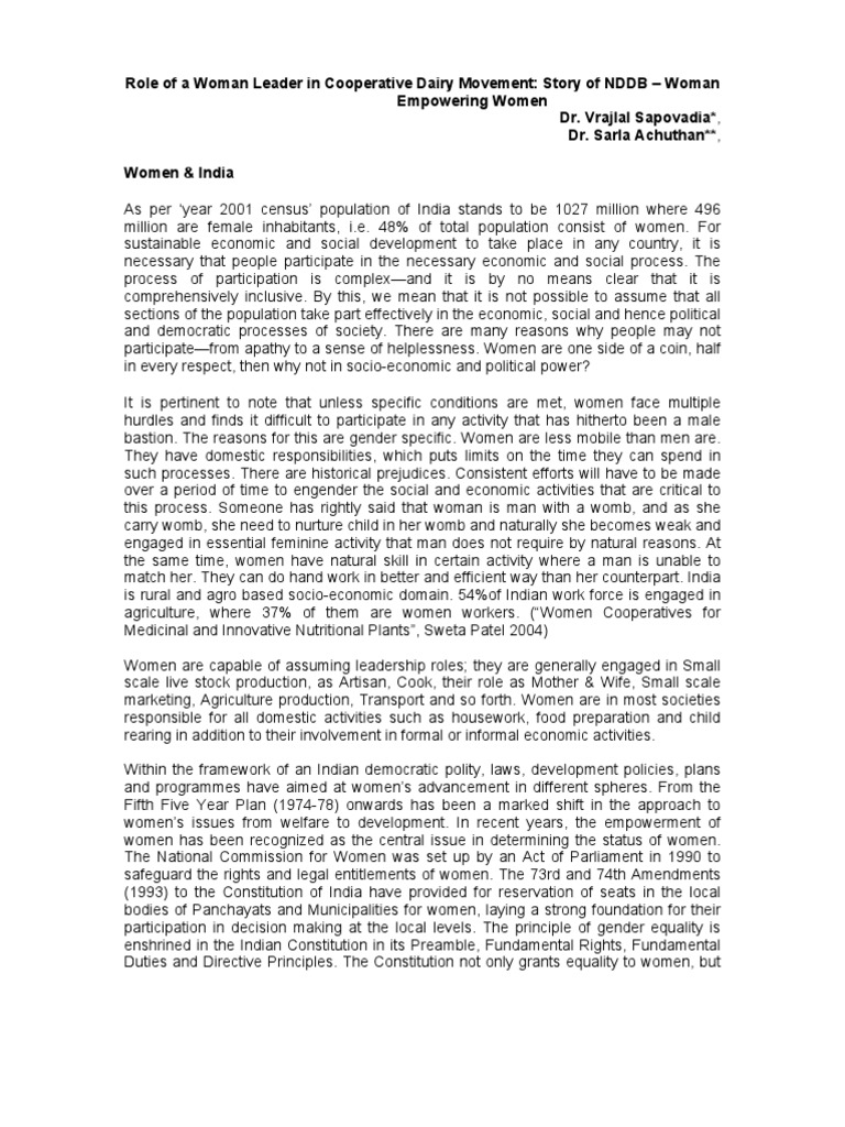 Women Empowerment Amul | PDF | Cooperative | Empowerment