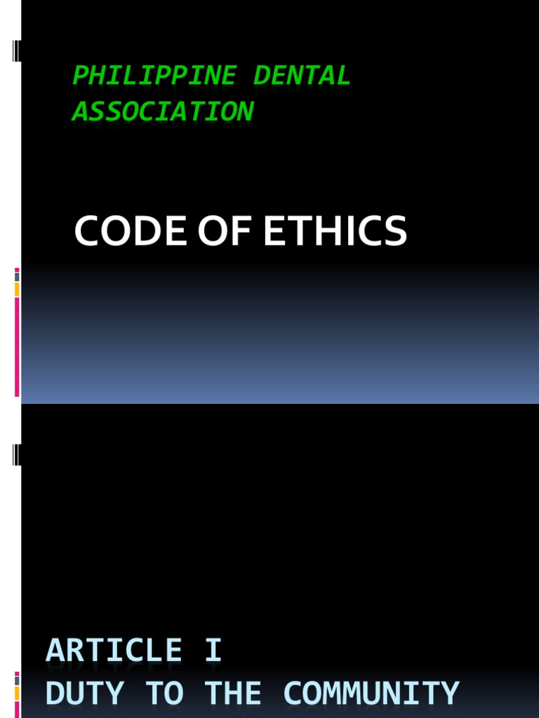 PDA Code of Ethics FINAL PDF Dentist Dental Hygienist