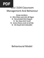 EDU 3104 Classroom Management and Behaviour-Behavioural Model