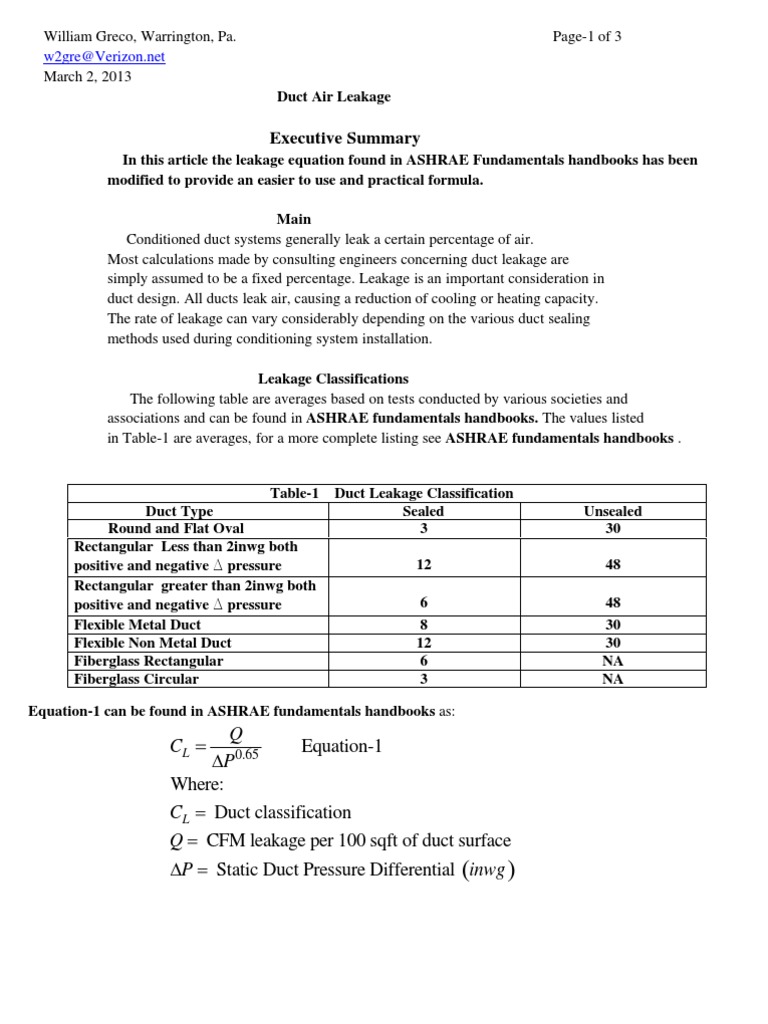 Duct Air Leakage.pdf Duct (Flow) Hvac
