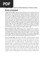 Literature Review On A Study of Retail Store Attributes Affecting The Consumer Perception