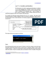 Fortran 77 Variables and Identifiers