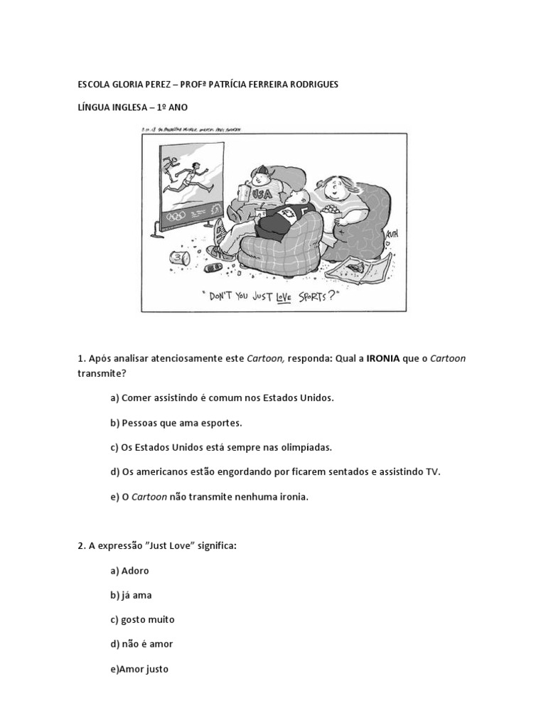 Simulado Ingles 1º Ano Ensino Medio | PDF | Língua Inglesa | Comunicação