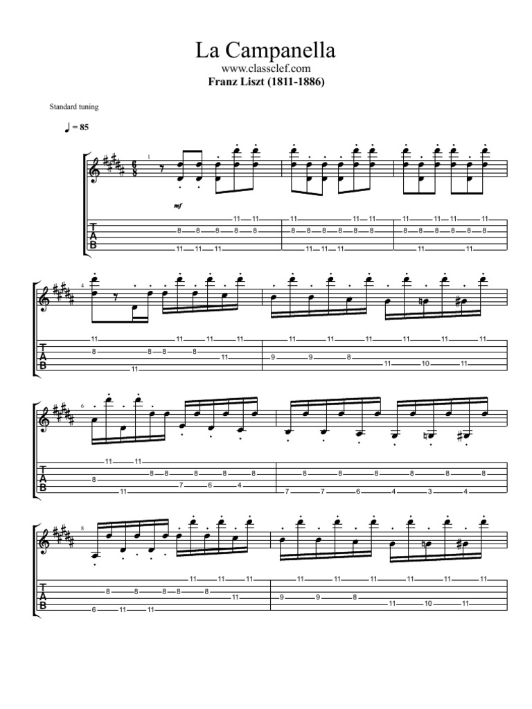 La Campanella By Franz Liszt Pdf Classical Compositions Musical