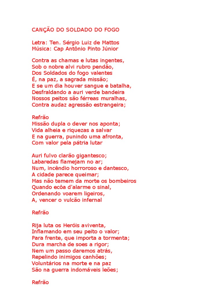Hino do Soldado do Fogo | PDF | Operações militares | Militar