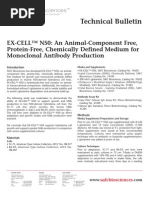 SAFC Biosciences - Technical Bulletin - EX-CELL™ NS0: An Animal-Component Free, Protein-Free, Chemically Defined Medium For Monoclonal Antibody Production