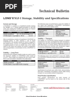 SAFC Biosciences - Technical Bulletin - LONG®R3IGF-I Storage, Stability and Specifications