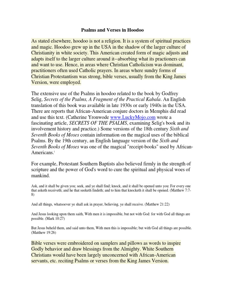 Psalms and Verses in Hoodoo | PDF