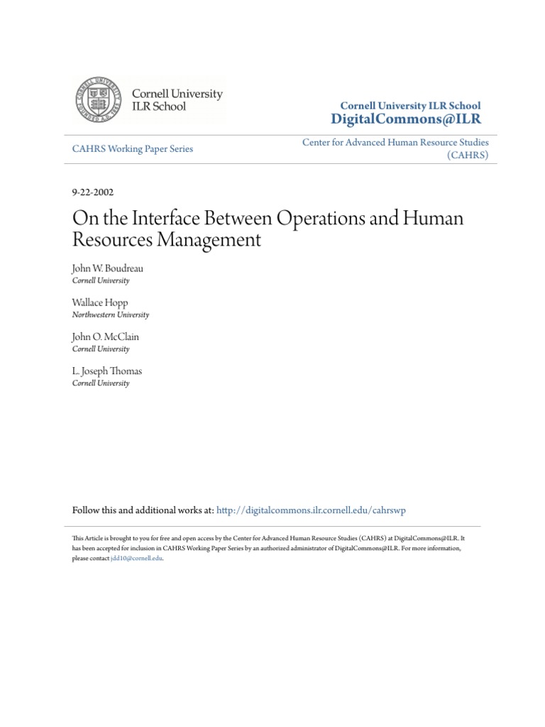 On The Interface Between Operations and Human Resources Management ...