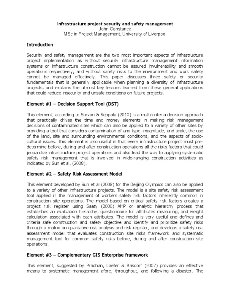 Infrastructure Project Security and Safety Management | PDF | Risk ...