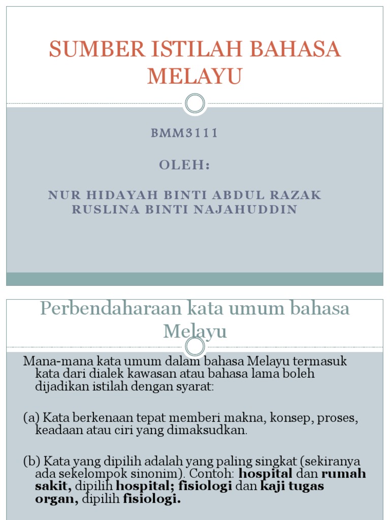 Sumber Istilah Bahasa Melayu