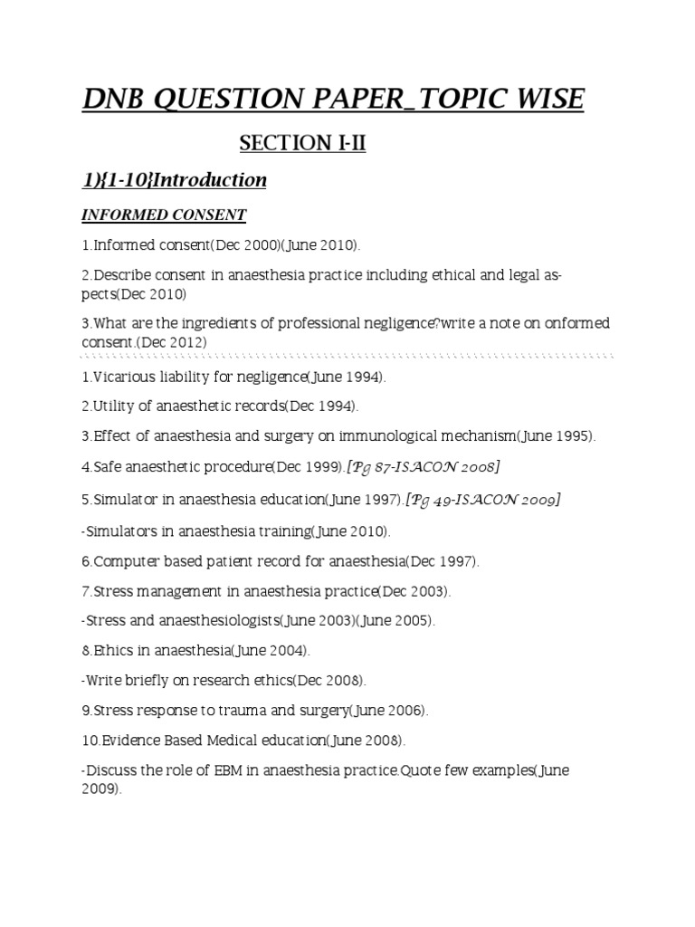 DNB Question PaperSystem wiseDNB Anaesthesia Anesthesia Coronary