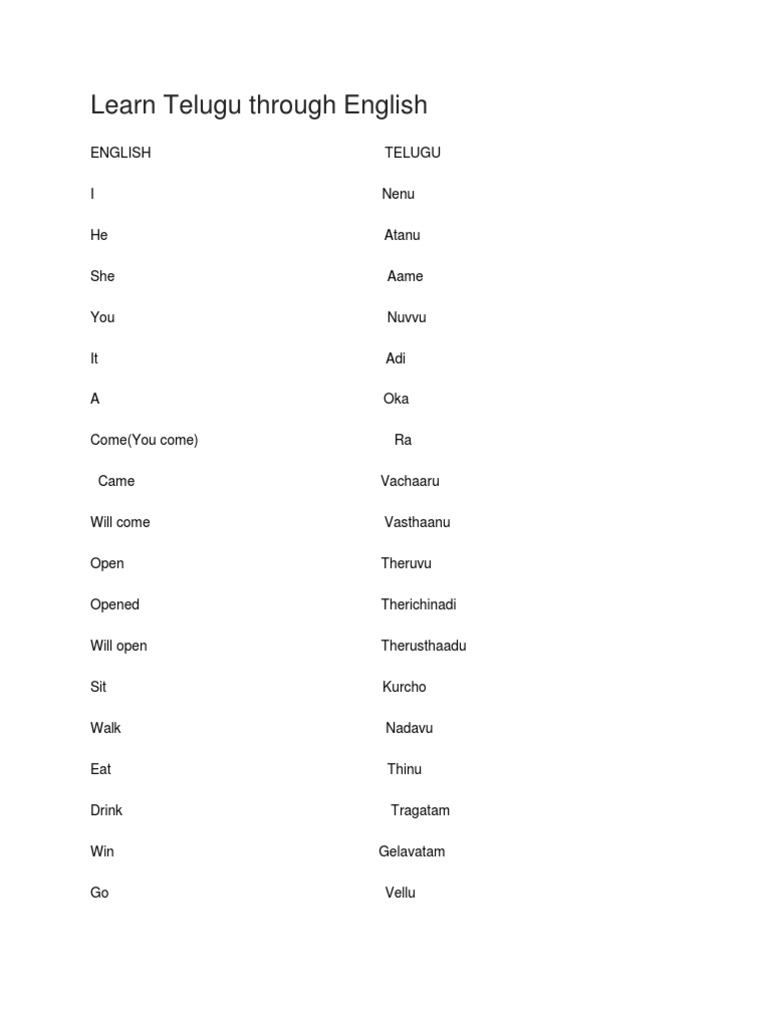 Learn Telugu Through English Book Pdf Free Download