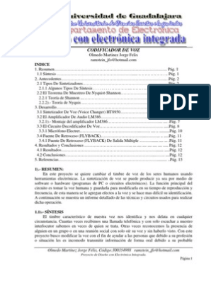 Codificador de Voz, PDF, Sintetizador