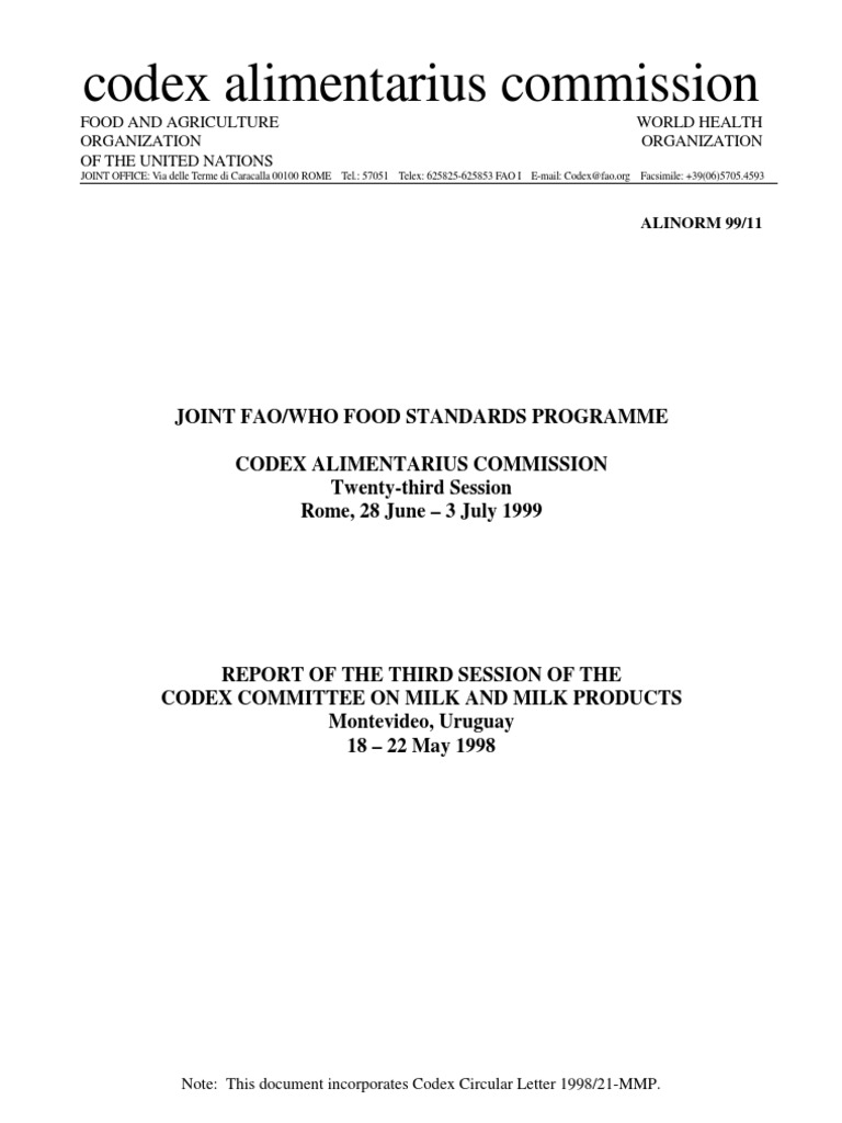 Codex Standards for Dairy Products | PDF | Cheese | Dairy
