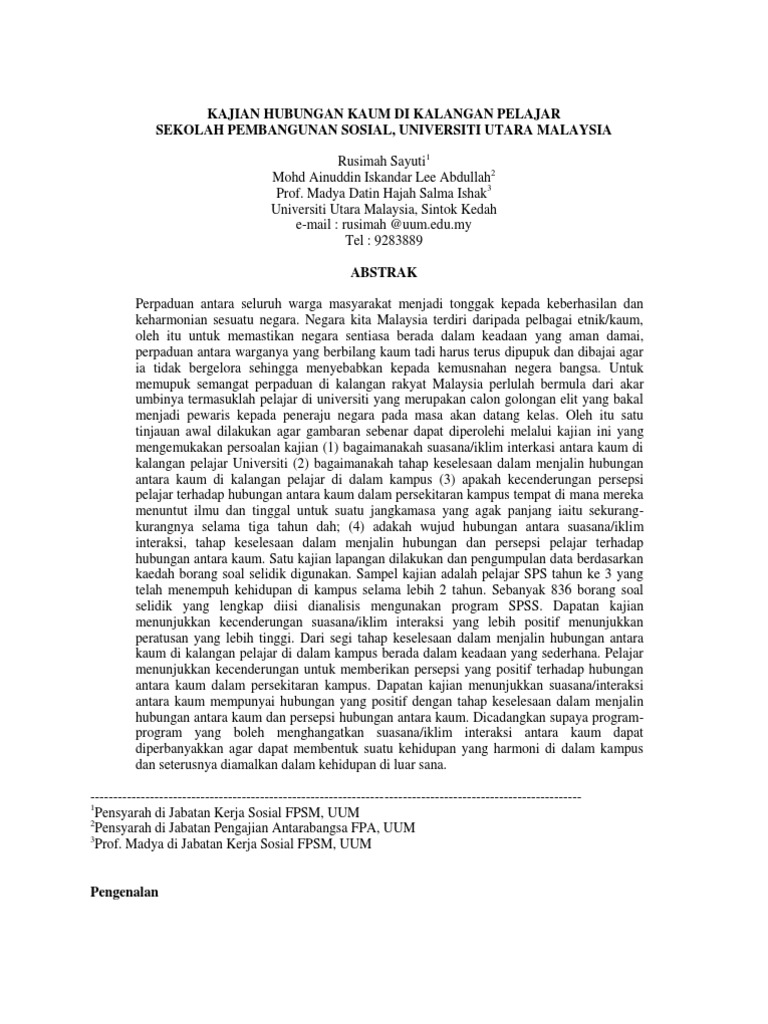 Kajian Perpaduan Kerja Kursus Pdf