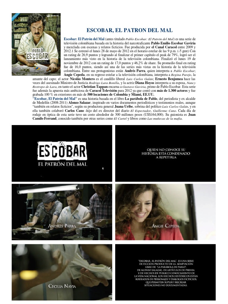 Escobar El Patrón del Mal Serie Completa PDF Thriller y