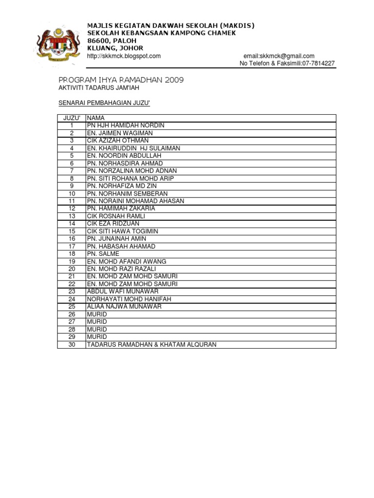 Ihya Ramadhan Aktiviti Pdf