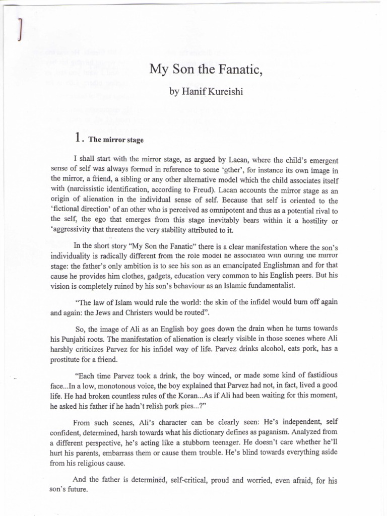 My Son the Fanatic, short story Religion And Belief