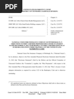 568 National Union Fire Insurance Fund of Pittsburgh Objection To First Amended Disclosure Statement of FORBA-Church Street Health Management