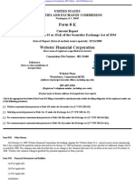 WEBSTER FINANCIAL CORP 8-K (Events or Changes Between Quarterly Reports) 2009-02-24